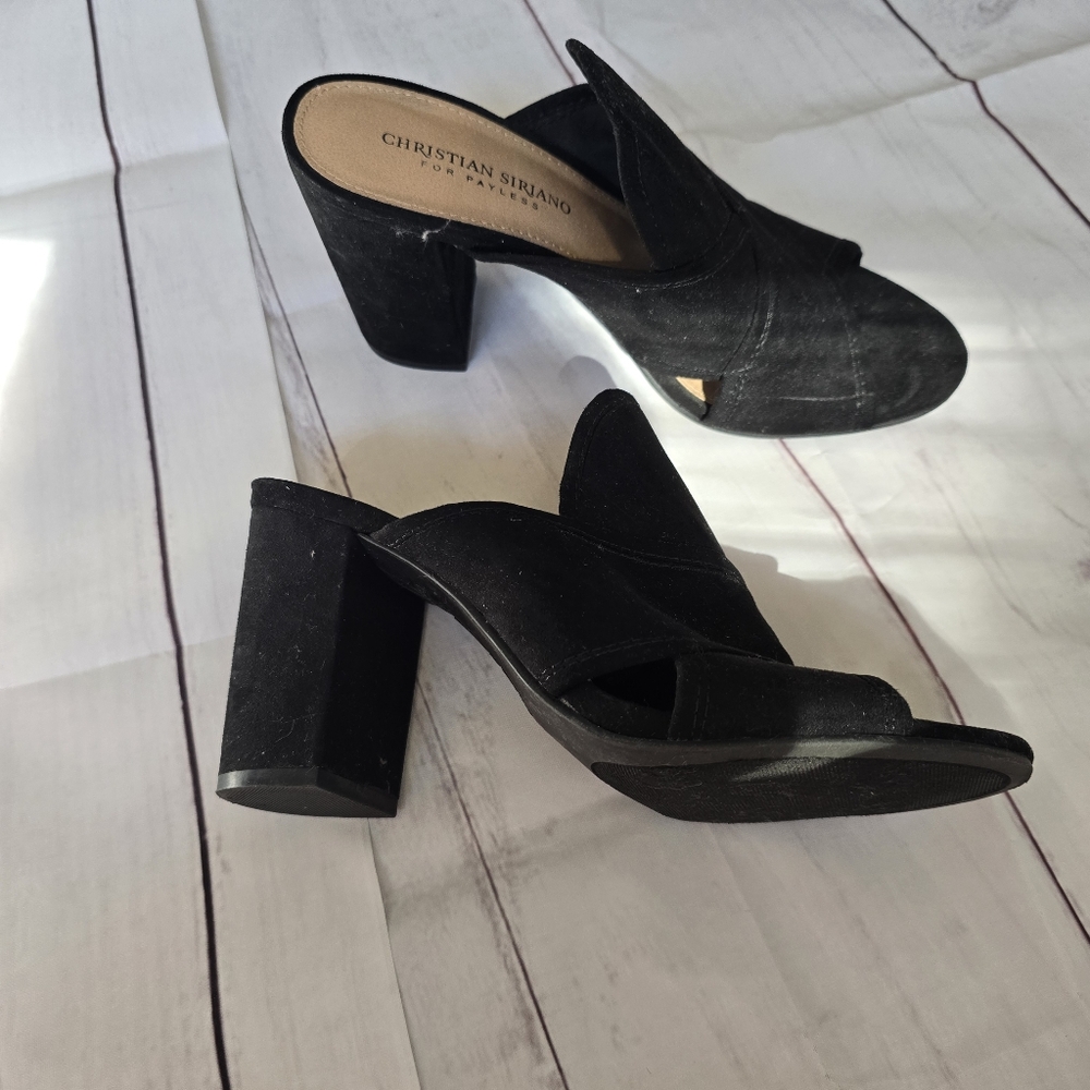 Christian Siriano Black Block Heel Mules